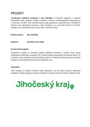 Projekt spolufinancován Jihočeským krajem